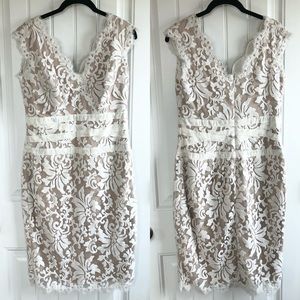 Tadashi Shoji cream & white lace dress size 10